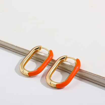 Neon Enamel Geometric Huggie Hoop Earrings