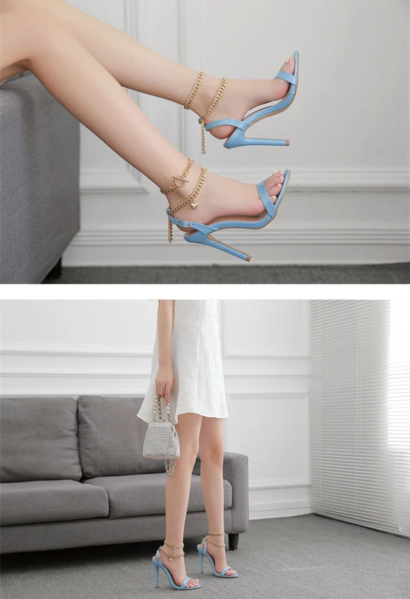 High-Quality Chain Ankle Strap Heels