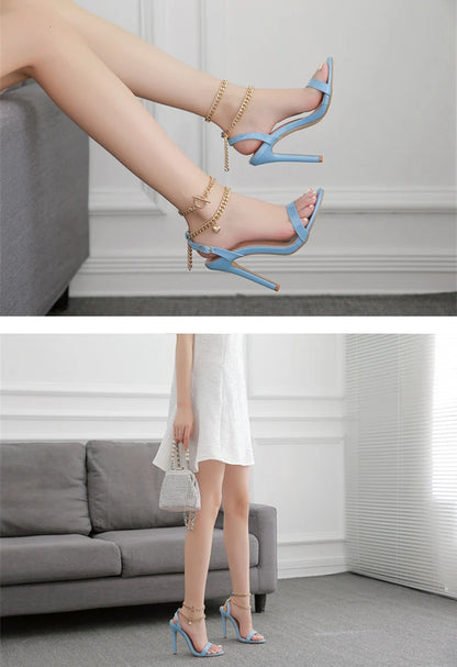 High-Quality Chain Ankle Strap Heels