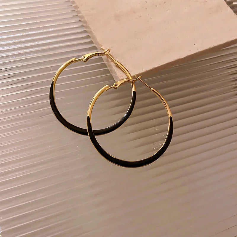 Trendy Enamel Statement Hoop Earrings