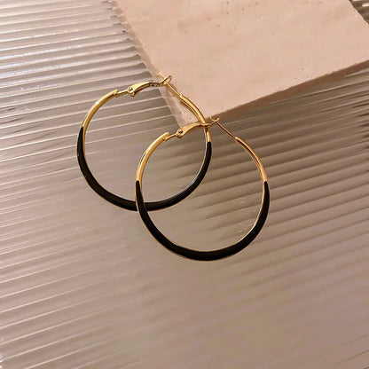 Trendy Enamel Statement Hoop Earrings