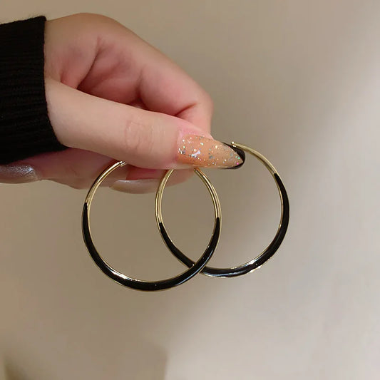 Trendy Enamel Statement Hoop Earrings