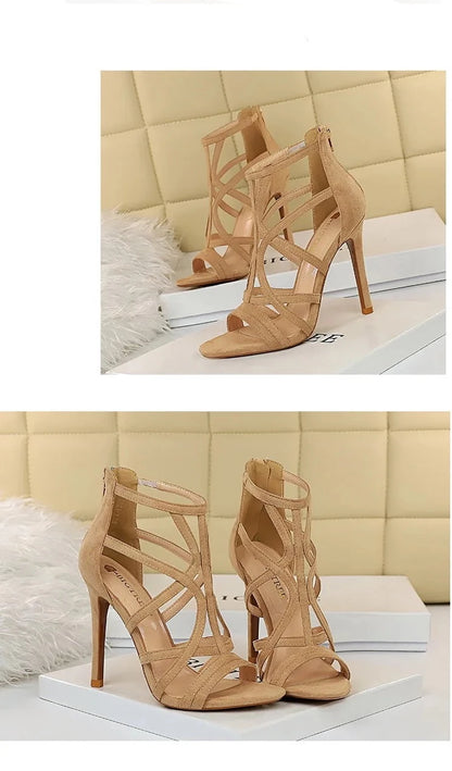 Roman Style High Heel Suede Shoes