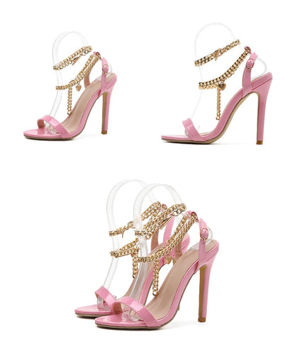 High-Quality Chain Ankle Strap Heels