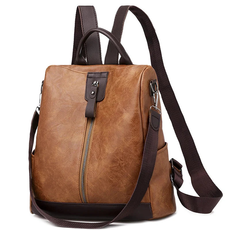 Women's Anti-Theft Leather Backpack