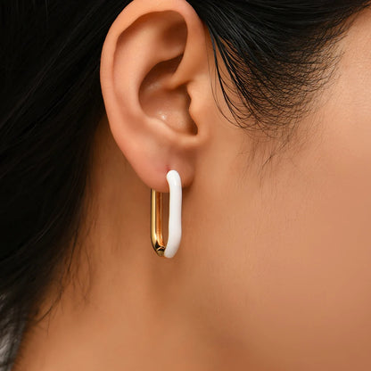 Neon Enamel Geometric Huggie Hoop Earrings