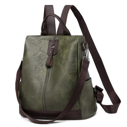 Women's Anti-Theft Leather Backpack