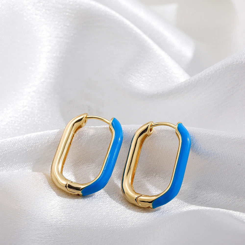 Neon Enamel Geometric Huggie Hoop Earrings