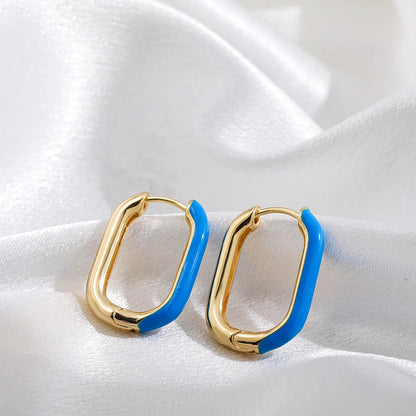 Neon Enamel Geometric Huggie Hoop Earrings