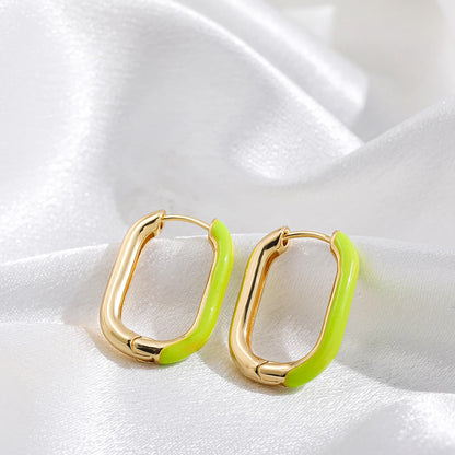 Neon Enamel Geometric Huggie Hoop Earrings