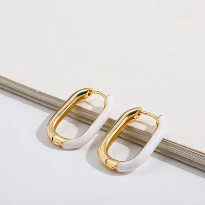 Neon Enamel Geometric Huggie Hoop Earrings