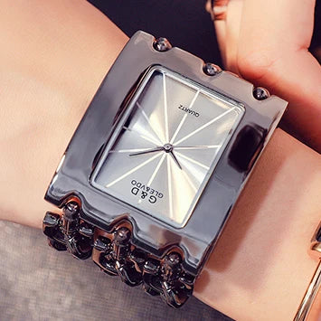 Elegant Rectangular Chain Link Bracelet Watch