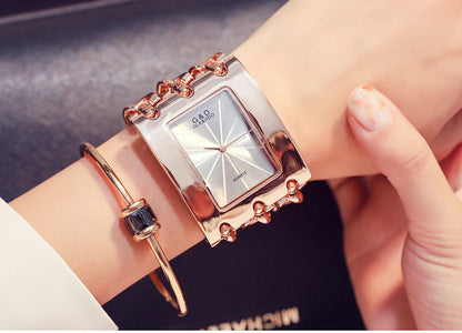 Elegant Rectangular Chain Link Bracelet Watch