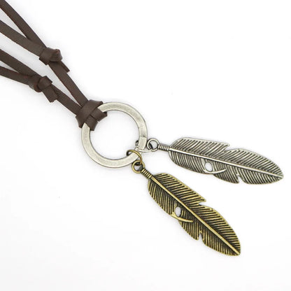 Vintage Leather Charm Necklace