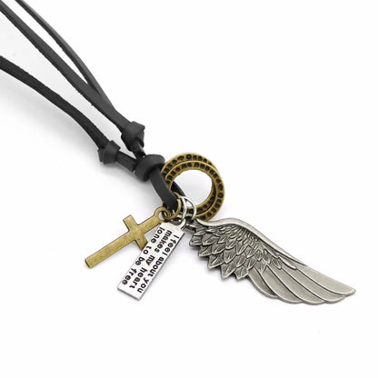 Vintage Leather Charm Necklace