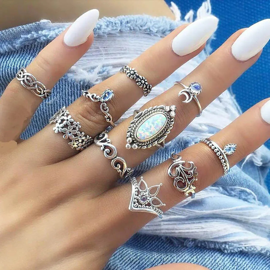 Bohemian Style Midi Ring Set