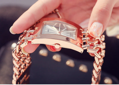 Elegant Rectangular Chain Link Bracelet Watch