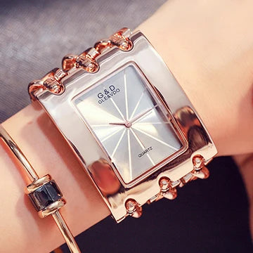 Elegant Rectangular Chain Link Bracelet Watch