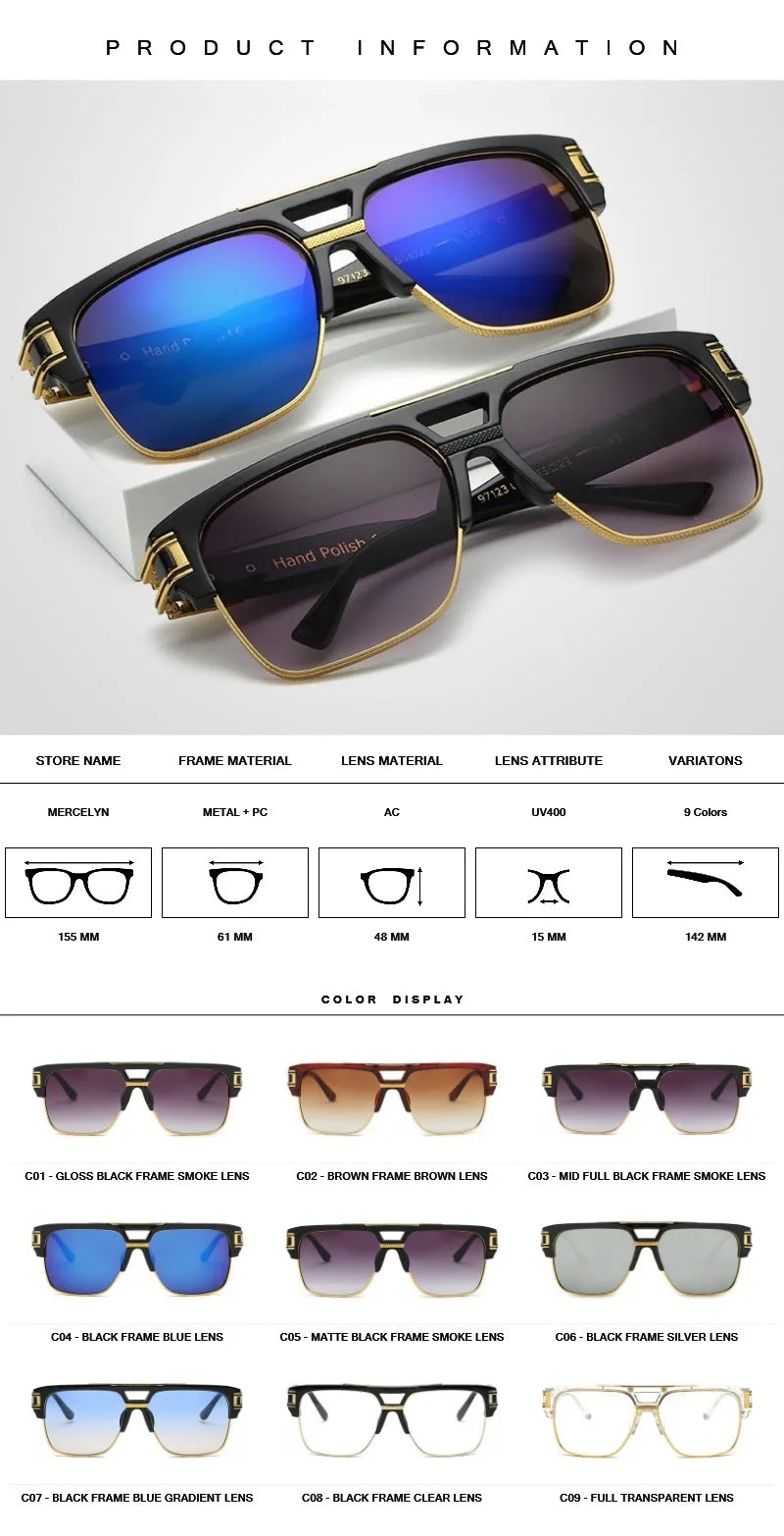 Men's Square Designer Sunglass