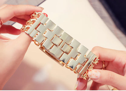 Elegant Rectangular Chain Link Bracelet Watch