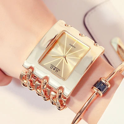 Elegant Rectangular Chain Link Bracelet Watch
