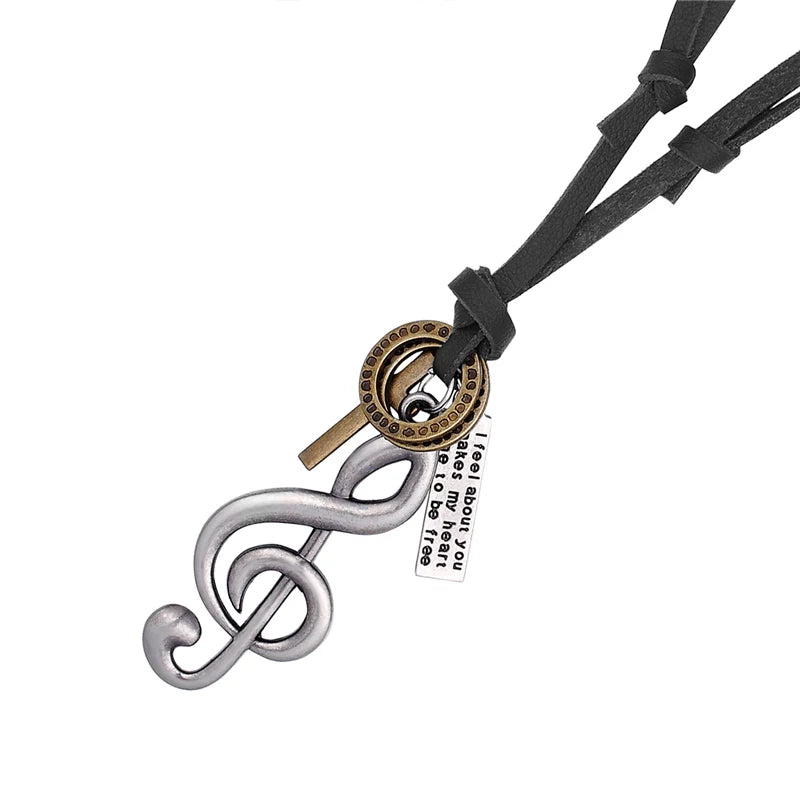 Vintage Leather Charm Necklace