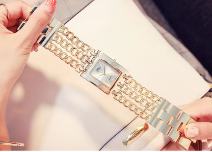 Elegant Rectangular Chain Link Bracelet Watch