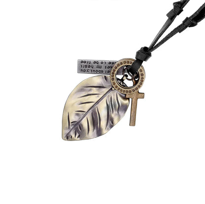 Vintage Leather Charm Necklace