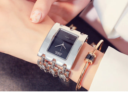 Elegant Rectangular Chain Link Bracelet Watch
