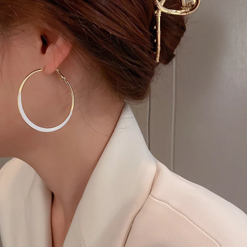 Trendy Enamel Statement Hoop Earrings