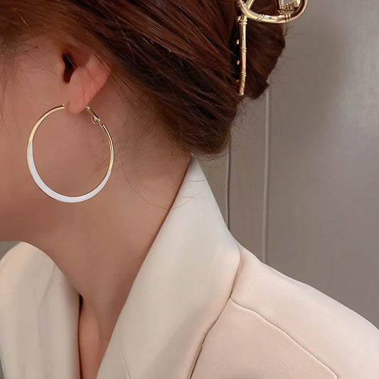 Trendy Enamel Statement Hoop Earrings