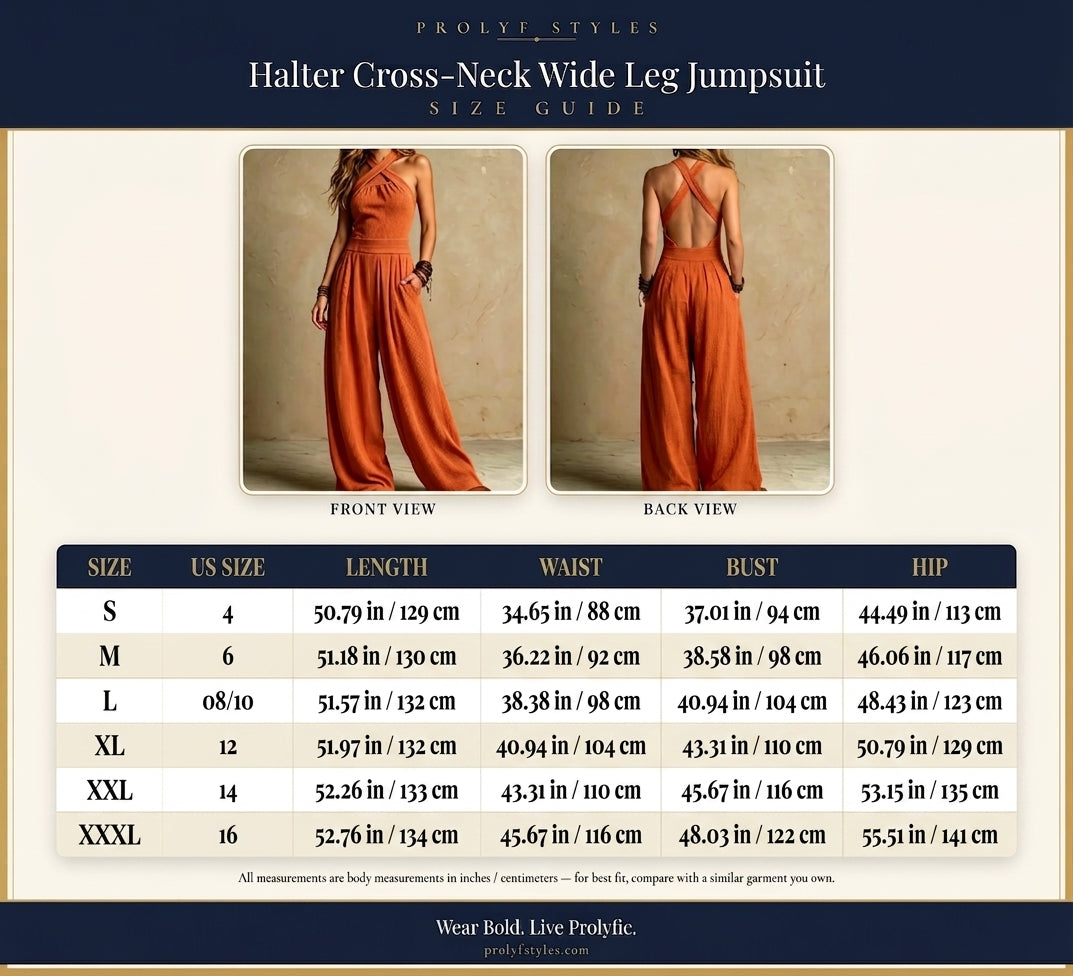Halter Cross-Neck Wide Leg Jumpsuit
