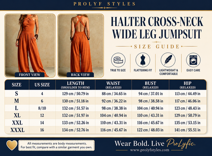 Halter Cross-Neck Wide Leg Jumpsuit