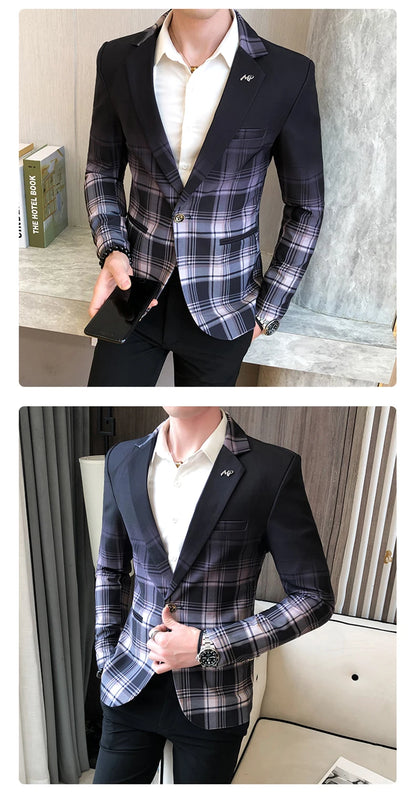 Slim Fit Casual Colorblock Men Blazers