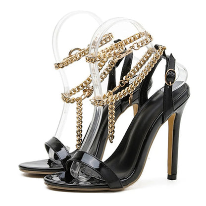 High-Quality Chain Ankle Strap Heels