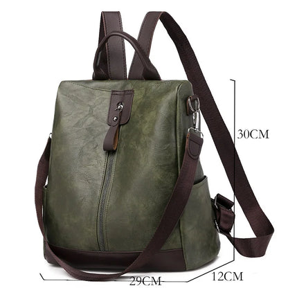 Women's Anti-Theft Leather Backpack