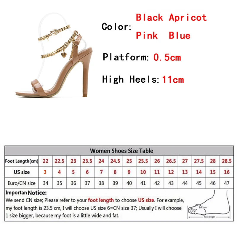 High-Quality Chain Ankle Strap Heels
