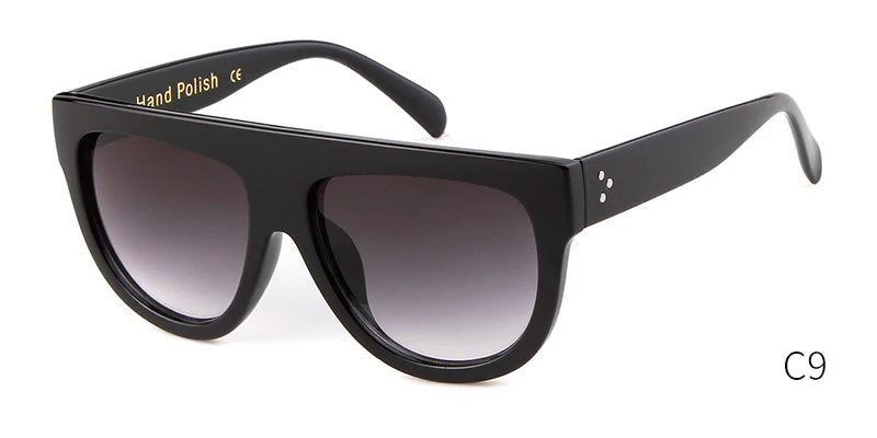 Black sunglasses with gradient lenses on a white background