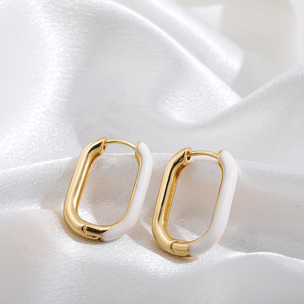 Neon Enamel Geometric Huggie Hoop Earrings