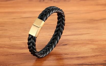 Braided Leather Cuff Bracelet for Men