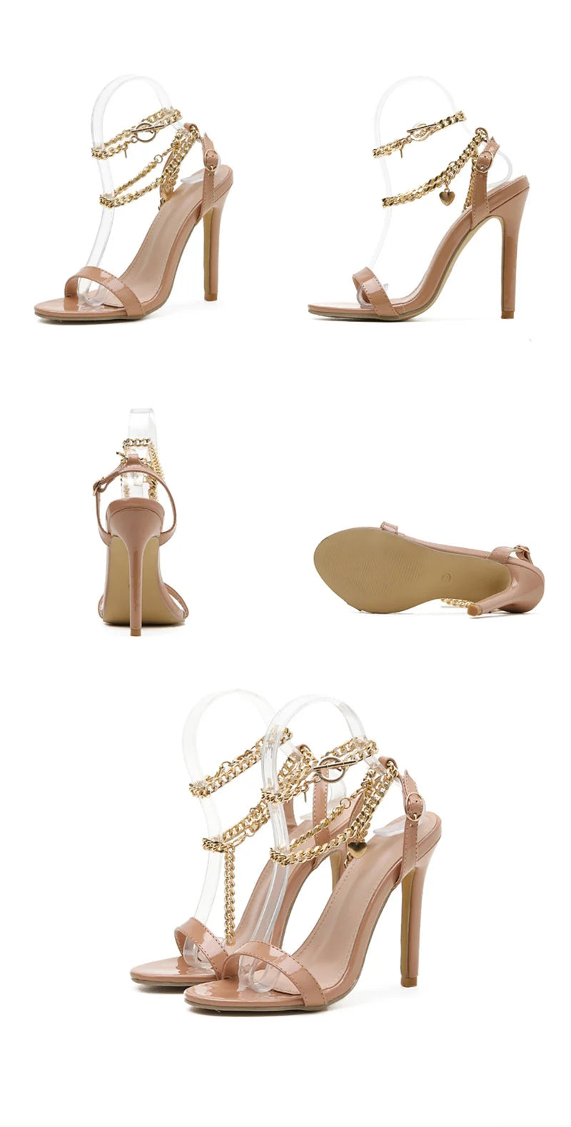 High-Quality Chain Ankle Strap Heels