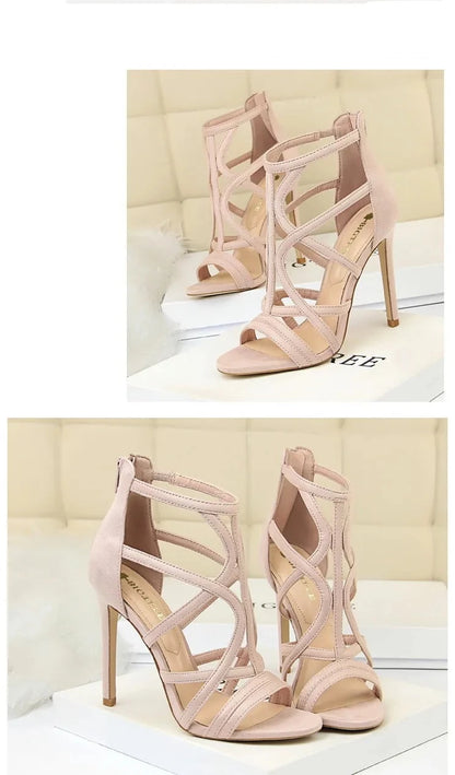 Roman Style High Heel Suede Shoes