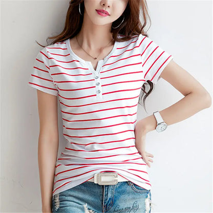 Summer Cotton Striped T-Shirt