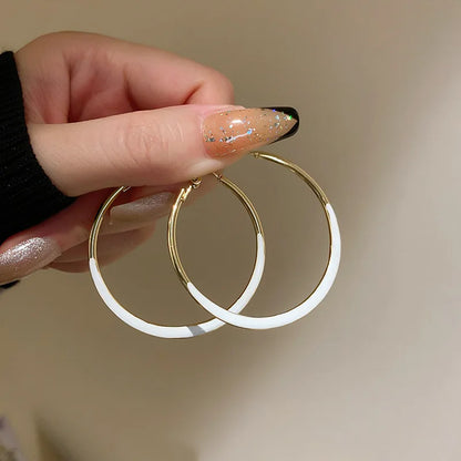 Trendy Enamel Statement Hoop Earrings