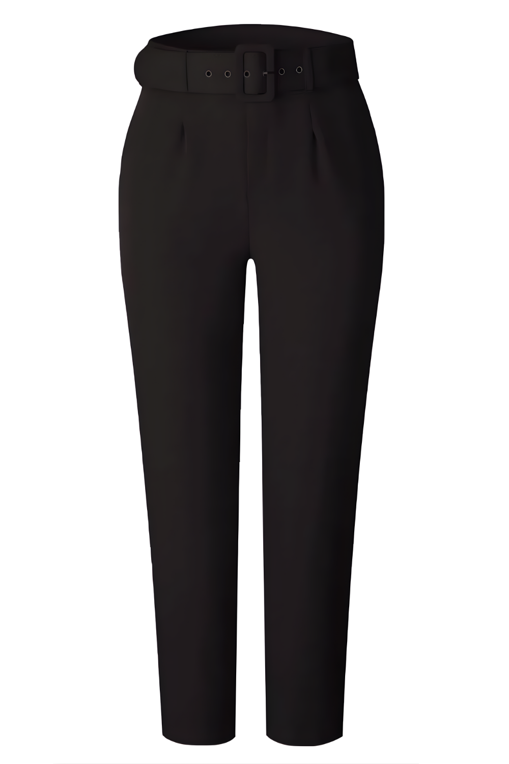Black pants with a belt on a white background
