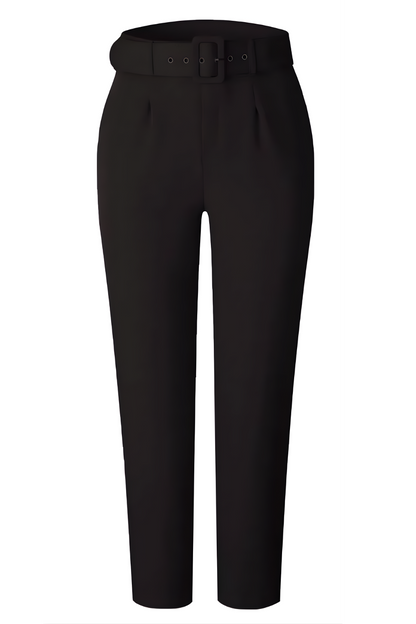 Black pants with a belt on a white background