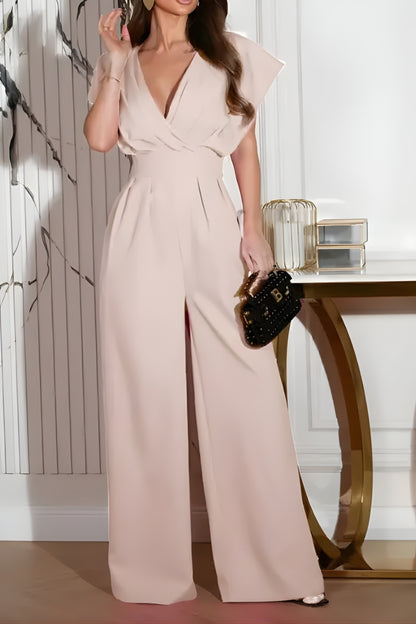 Elegant V-Neck Wide Leg Jumpsuit