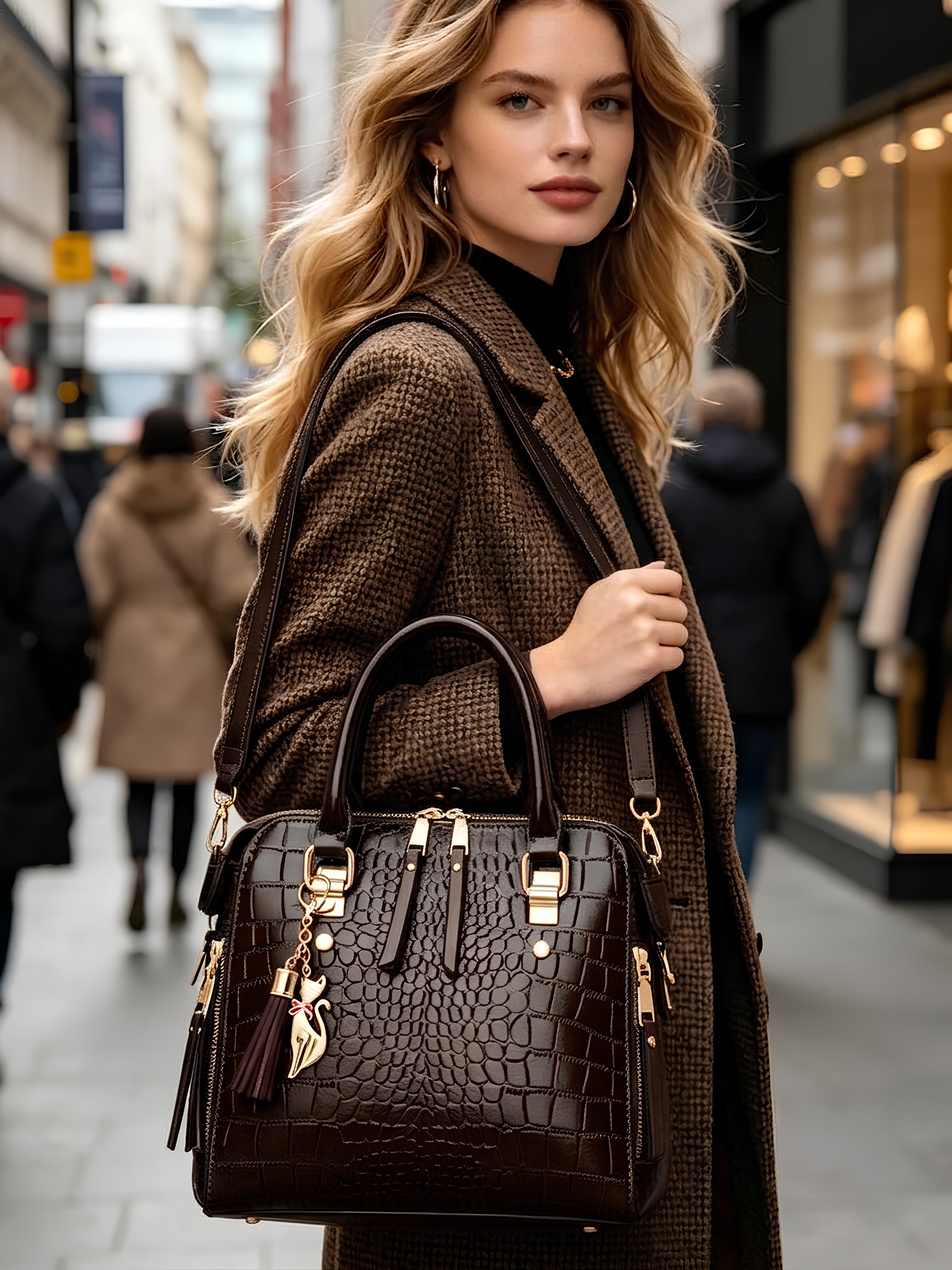 Luxury Crocodile Pattern Handbag