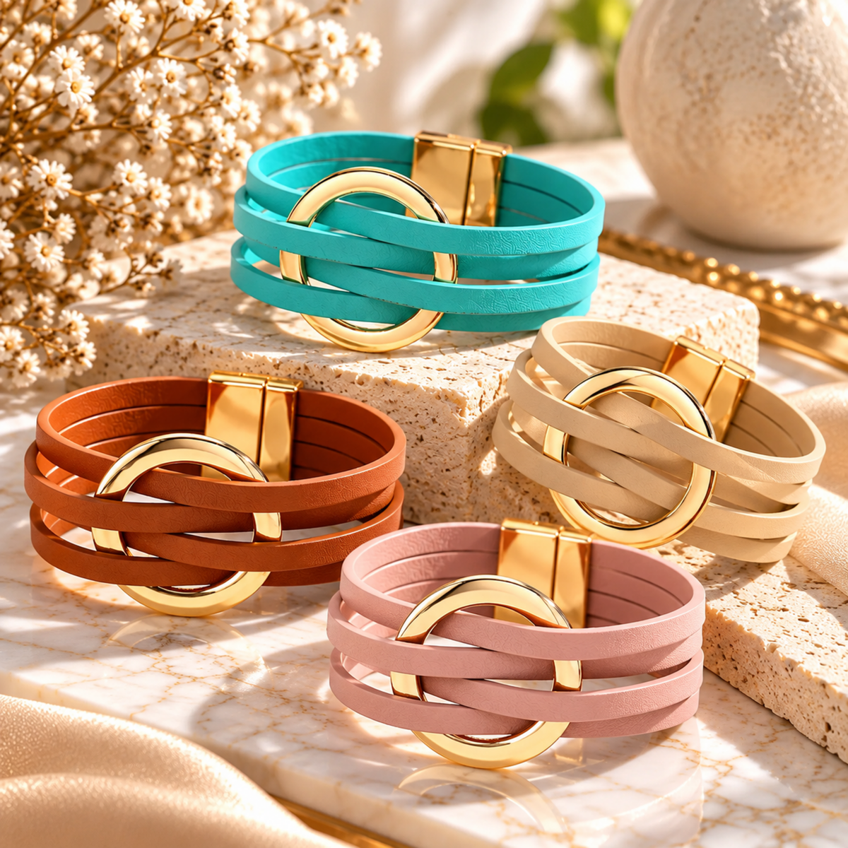 Elegant Cross Leather Women's Bracelets