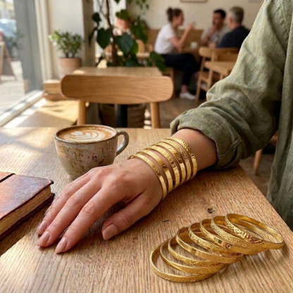 Modern Geometric Stackable Bangle Bracelet Set